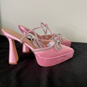 Elegant Pink Satin Women's Heels
